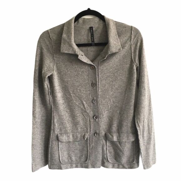 TANA + BEE Cashmere Wool Button Front Blazer Cardigan Sweater Grey S - Picture 1 of 11